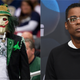 (L-R): A New York Jets fan takes in the game against the St. Louis Rams through a “Jigsaw” mask during the game on November 18, 2012 in St. Louis, Missouri. ; Chris Rock attends the ABC Walt Disney Television Upfront on May 14, 2019 in New York City.